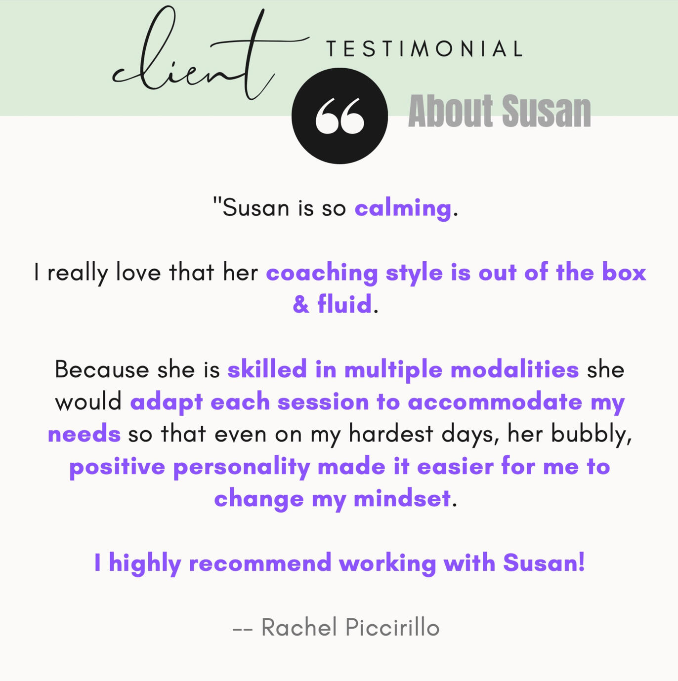 About working with Susan Teresa